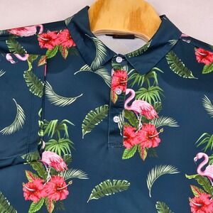 Yatta‎ Golf Flamingo Floral Polo Shirt Mens XL Tropical Golfing